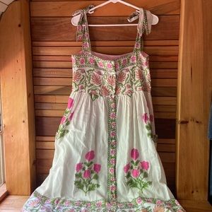 Cotton Block-print Midi Dress